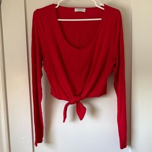 Babaton Scarlet Long Sleeve Tie-Front Top